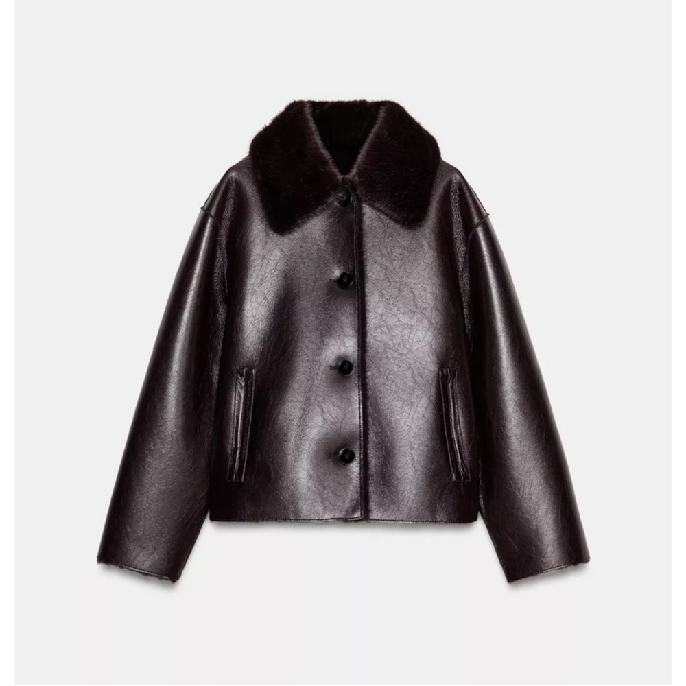 Zara Reversible Leather Faux Fur Jacket
